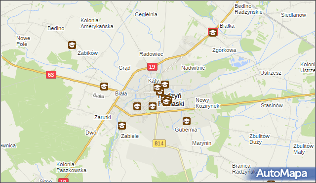 mapa Radzyń Podlaski, Radzyń Podlaski na mapie Targeo