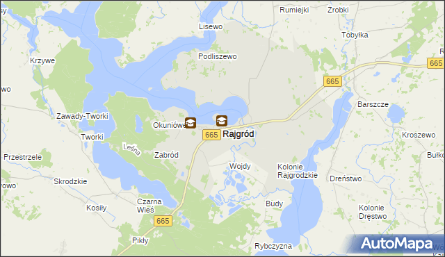 mapa Rajgród powiat grajewski, Rajgród powiat grajewski na mapie Targeo
