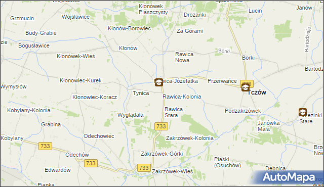 mapa Rawica-Kolonia, Rawica-Kolonia na mapie Targeo