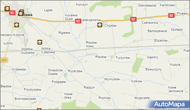 mapa Rdutów gmina Chodów, Rdutów gmina Chodów na mapie Targeo