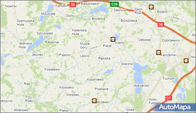 mapa Rębiska gmina Szemud, Rębiska gmina Szemud na mapie Targeo