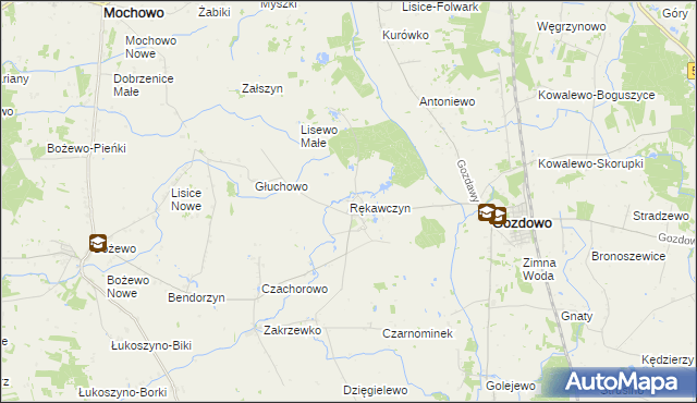 mapa Rękawczyn gmina Gozdowo, Rękawczyn gmina Gozdowo na mapie Targeo