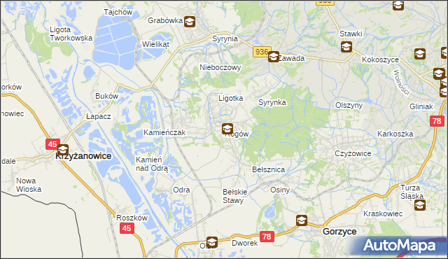 mapa Rogów gmina Gorzyce, Rogów gmina Gorzyce na mapie Targeo