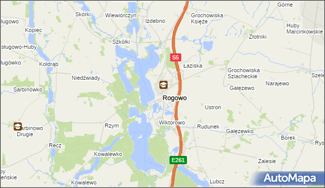 mapa Rogowo powiat żniński, Rogowo powiat żniński na mapie Targeo