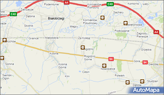 mapa Rogóżno, Rogóżno na mapie Targeo