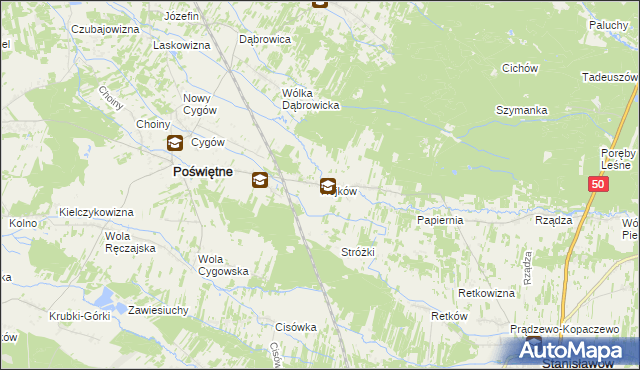 mapa Rojków gmina Poświętne, Rojków gmina Poświętne na mapie Targeo