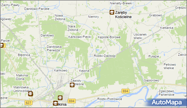 mapa Rostki-Daćbogi, Rostki-Daćbogi na mapie Targeo