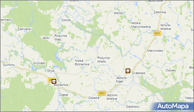 mapa Rożyńsk Wielki gmina Gołdap, Rożyńsk Wielki gmina Gołdap na mapie Targeo