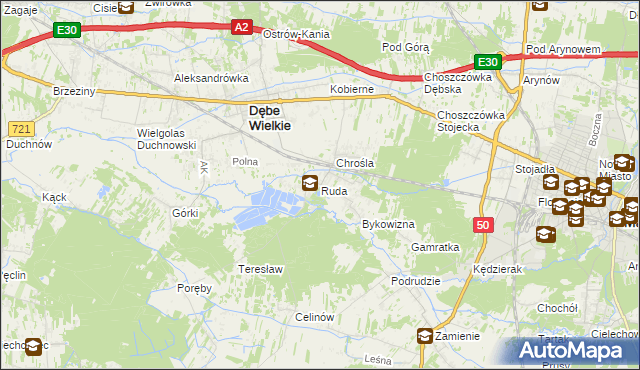 mapa Ruda gmina Dębe Wielkie, Ruda gmina Dębe Wielkie na mapie Targeo