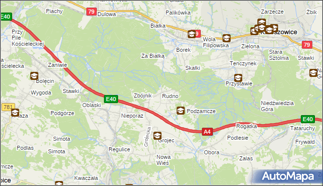 mapa Rudno gmina Krzeszowice, Rudno gmina Krzeszowice na mapie Targeo