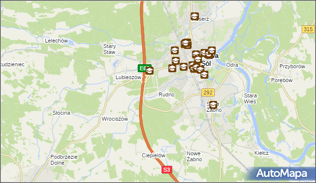 mapa Rudno gmina Nowa Sól, Rudno gmina Nowa Sól na mapie Targeo