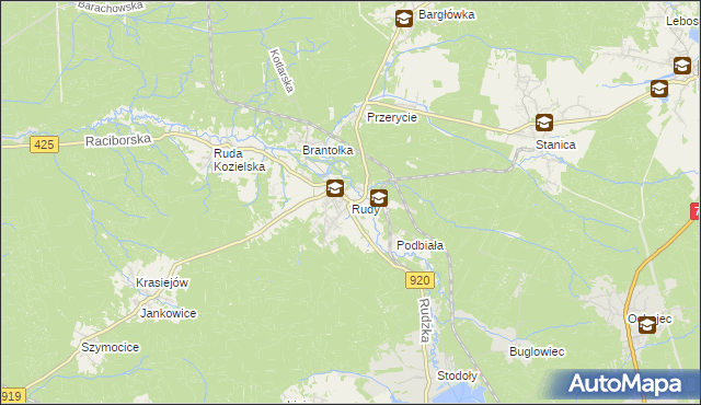 mapa Rudy gmina Kuźnia Raciborska, Rudy gmina Kuźnia Raciborska na mapie Targeo