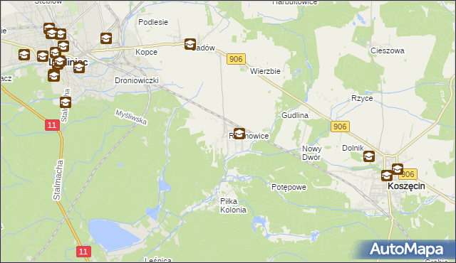 mapa Rusinowice, Rusinowice na mapie Targeo