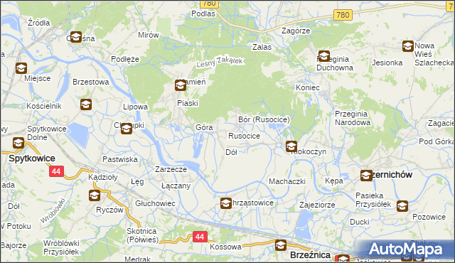 mapa Rusocice gmina Czernichów, Rusocice gmina Czernichów na mapie Targeo