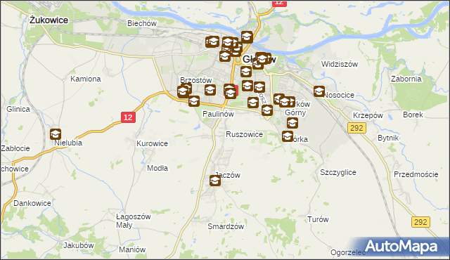 mapa Ruszowice gmina Głogów, Ruszowice gmina Głogów na mapie Targeo