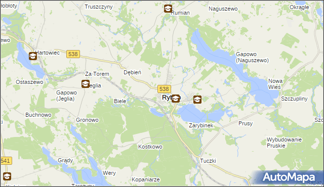 mapa Rybno powiat działdowski, Rybno powiat działdowski na mapie Targeo