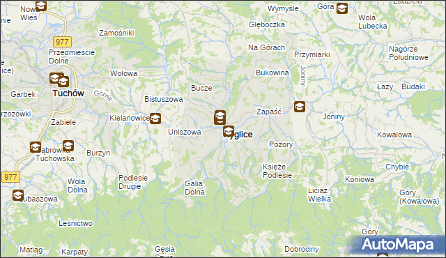 mapa Ryglice, Ryglice na mapie Targeo