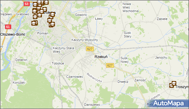 mapa Rzekuń, Rzekuń na mapie Targeo