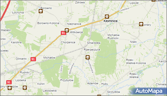 mapa Rzerzęczyce, Rzerzęczyce na mapie Targeo