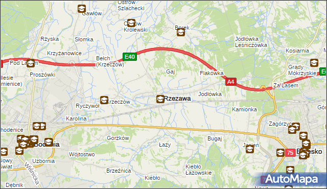 mapa Rzezawa, Rzezawa na mapie Targeo