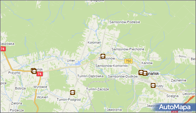 mapa Samsonów, Samsonów na mapie Targeo