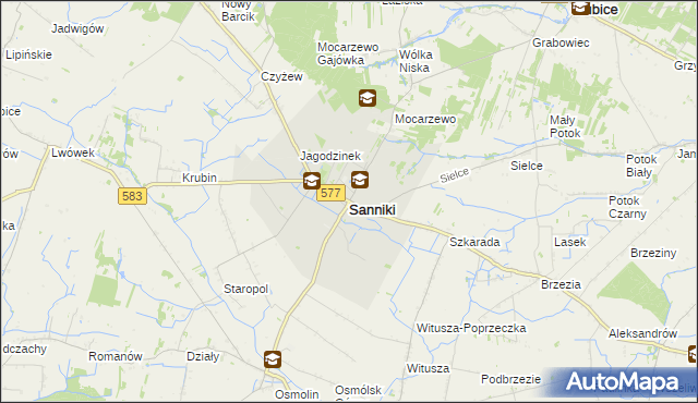 mapa Sanniki powiat gostyniński, Sanniki powiat gostyniński na mapie Targeo