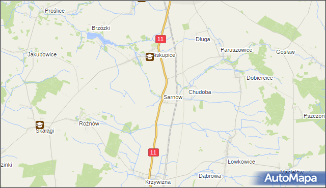 mapa Sarnów gmina Byczyna, Sarnów gmina Byczyna na mapie Targeo