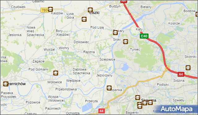 mapa Ściejowice, Ściejowice na mapie Targeo