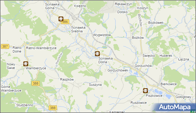 mapa Ścinawka Dolna, Ścinawka Dolna na mapie Targeo