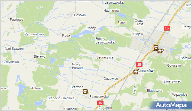 mapa Sędraszyce, Sędraszyce na mapie Targeo