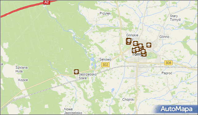 mapa Sękowo gmina Nowy Tomyśl, Sękowo gmina Nowy Tomyśl na mapie Targeo