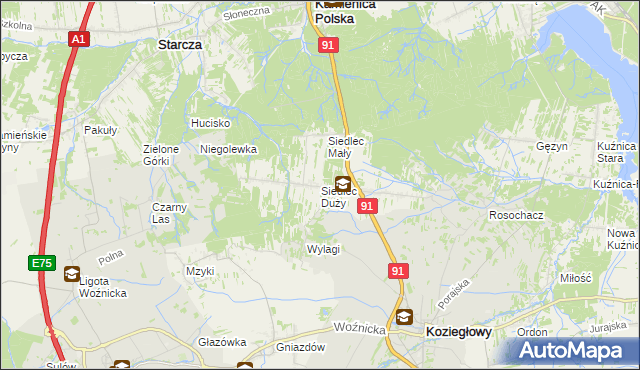 mapa Siedlec Duży, Siedlec Duży na mapie Targeo