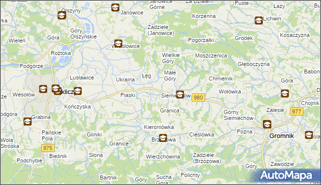 mapa Siemiechów gmina Gromnik, Siemiechów gmina Gromnik na mapie Targeo