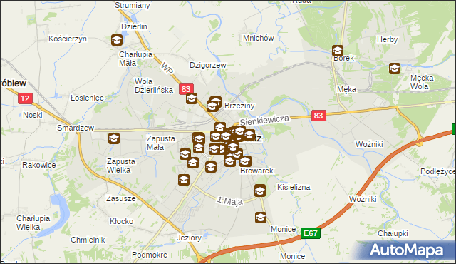 mapa Sieradz, Sieradz na mapie Targeo