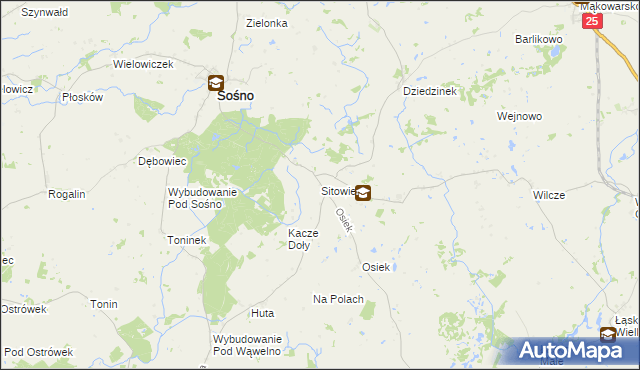 mapa Sitowiec, Sitowiec na mapie Targeo