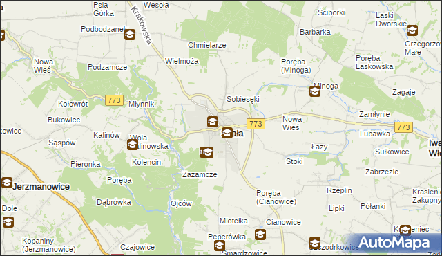 mapa Skała powiat krakowski, Skała powiat krakowski na mapie Targeo