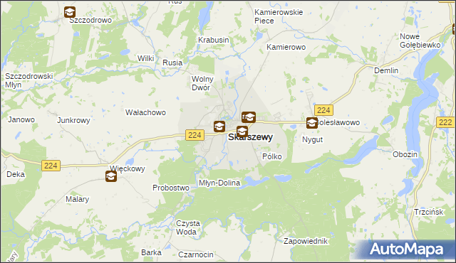 mapa Skarszewy powiat starogardzki, Skarszewy powiat starogardzki na mapie Targeo