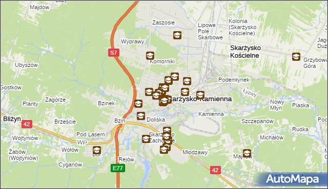 mapa Skarżysko-Kamienna, Skarżysko-Kamienna na mapie Targeo