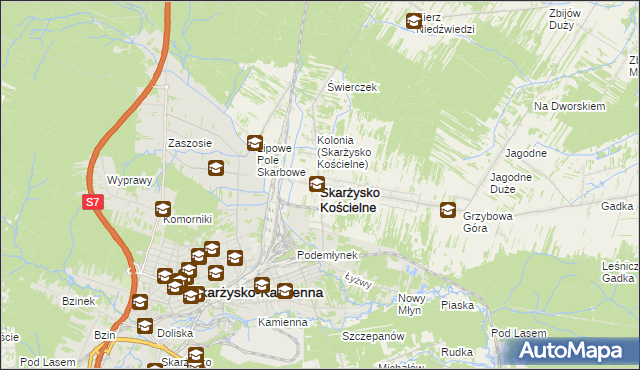 mapa Skarżysko Kościelne, Skarżysko Kościelne na mapie Targeo
