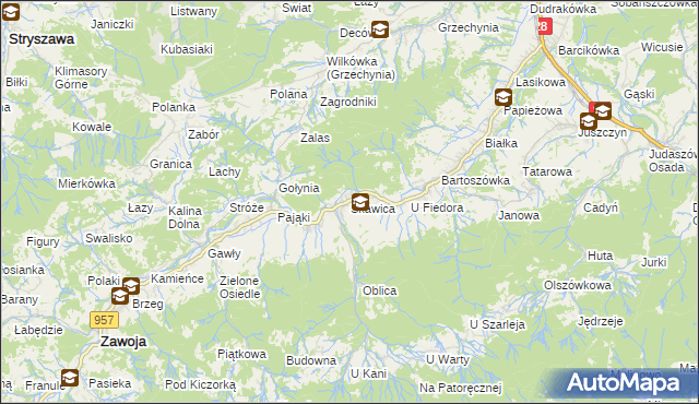 mapa Skawica, Skawica na mapie Targeo