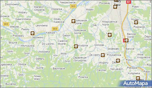 mapa Skrudzina, Skrudzina na mapie Targeo