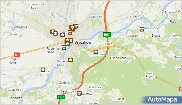 mapa Skuszew, Skuszew na mapie Targeo