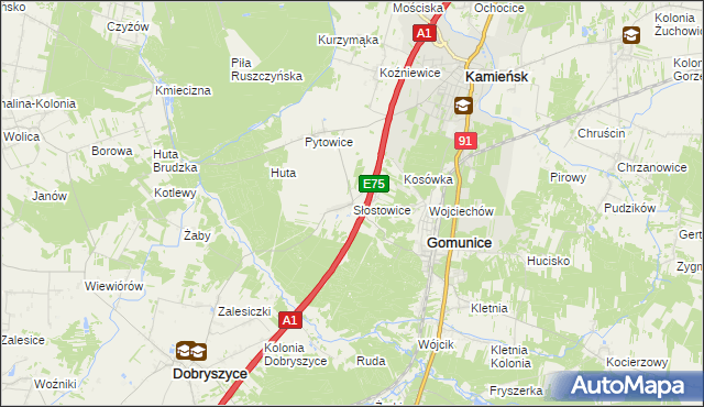 mapa Słostowice, Słostowice na mapie Targeo