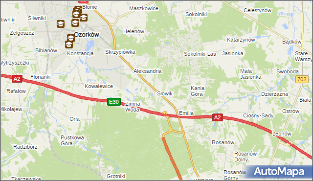 mapa Słowik gmina Zgierz, Słowik gmina Zgierz na mapie Targeo