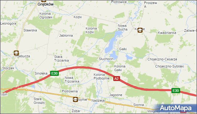 mapa Słuchocin, Słuchocin na mapie Targeo