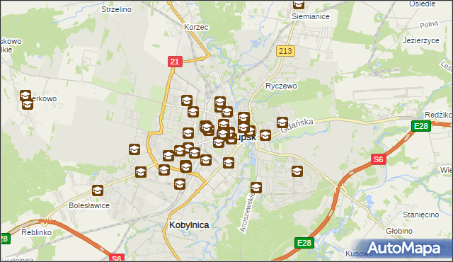 mapa Słupska, Słupsk na mapie Targeo