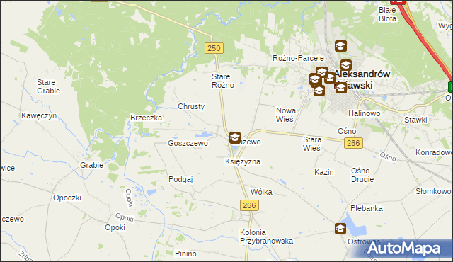 mapa Służewo gmina Aleksandrów Kujawski, Służewo gmina Aleksandrów Kujawski na mapie Targeo