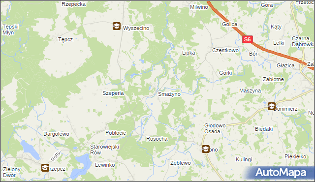 mapa Smażyno, Smażyno na mapie Targeo