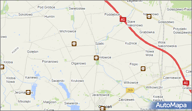 mapa Śmiłowice gmina Choceń, Śmiłowice gmina Choceń na mapie Targeo