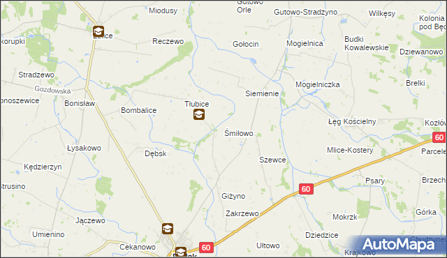 mapa Śmiłowo gmina Bielsk, Śmiłowo gmina Bielsk na mapie Targeo